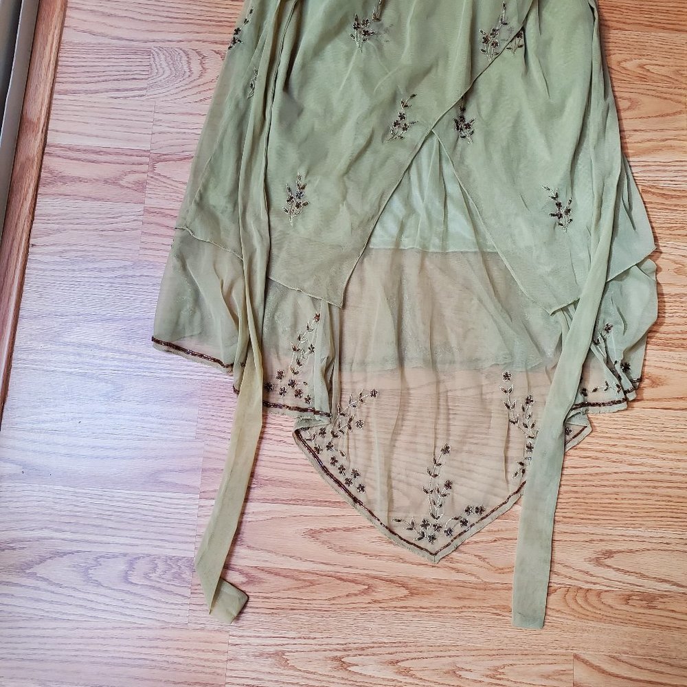 skirt, dressy, with sequins, medium, light olive green